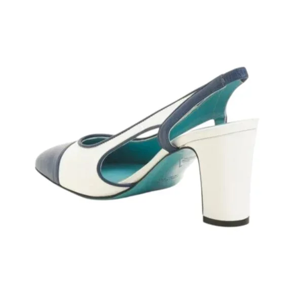 VALENTINA RANGONI White Made In Italy Narrow Leather Nicco Slingback Heels